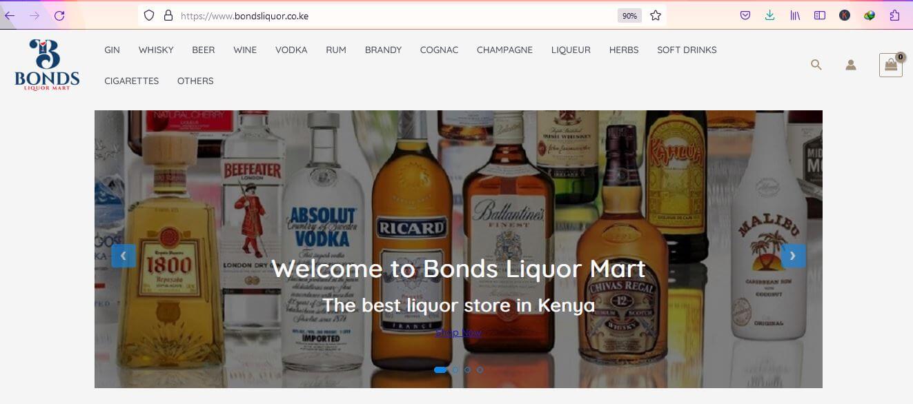 Bonds Liquor homepage
