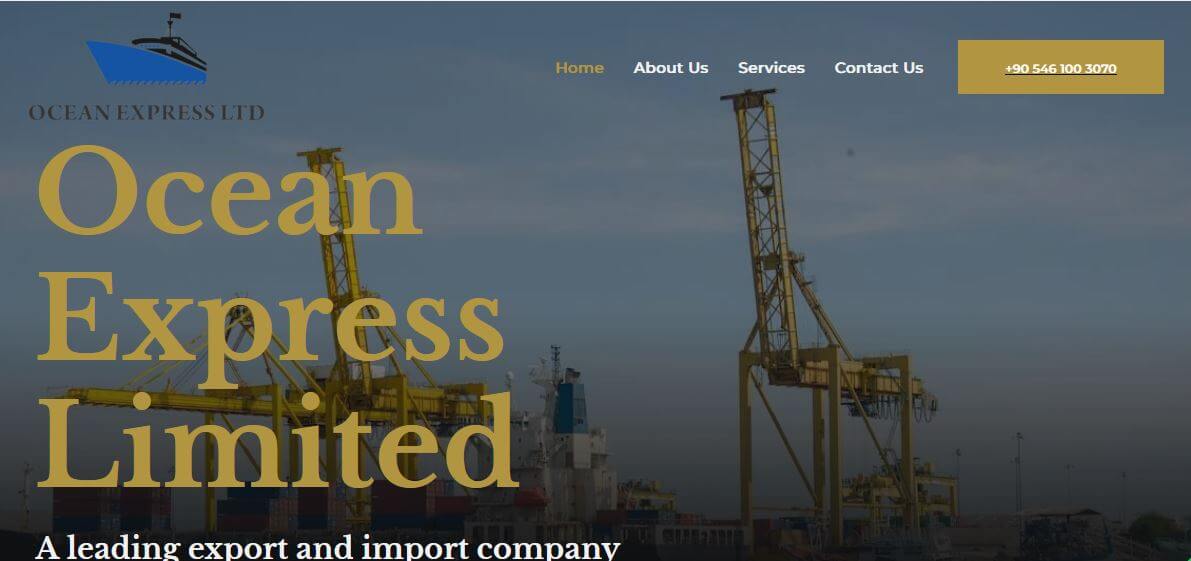 Ocean Express shipping website