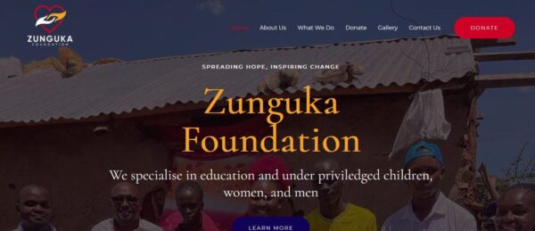 NGO website design in Kenya for Zunguka Foundation